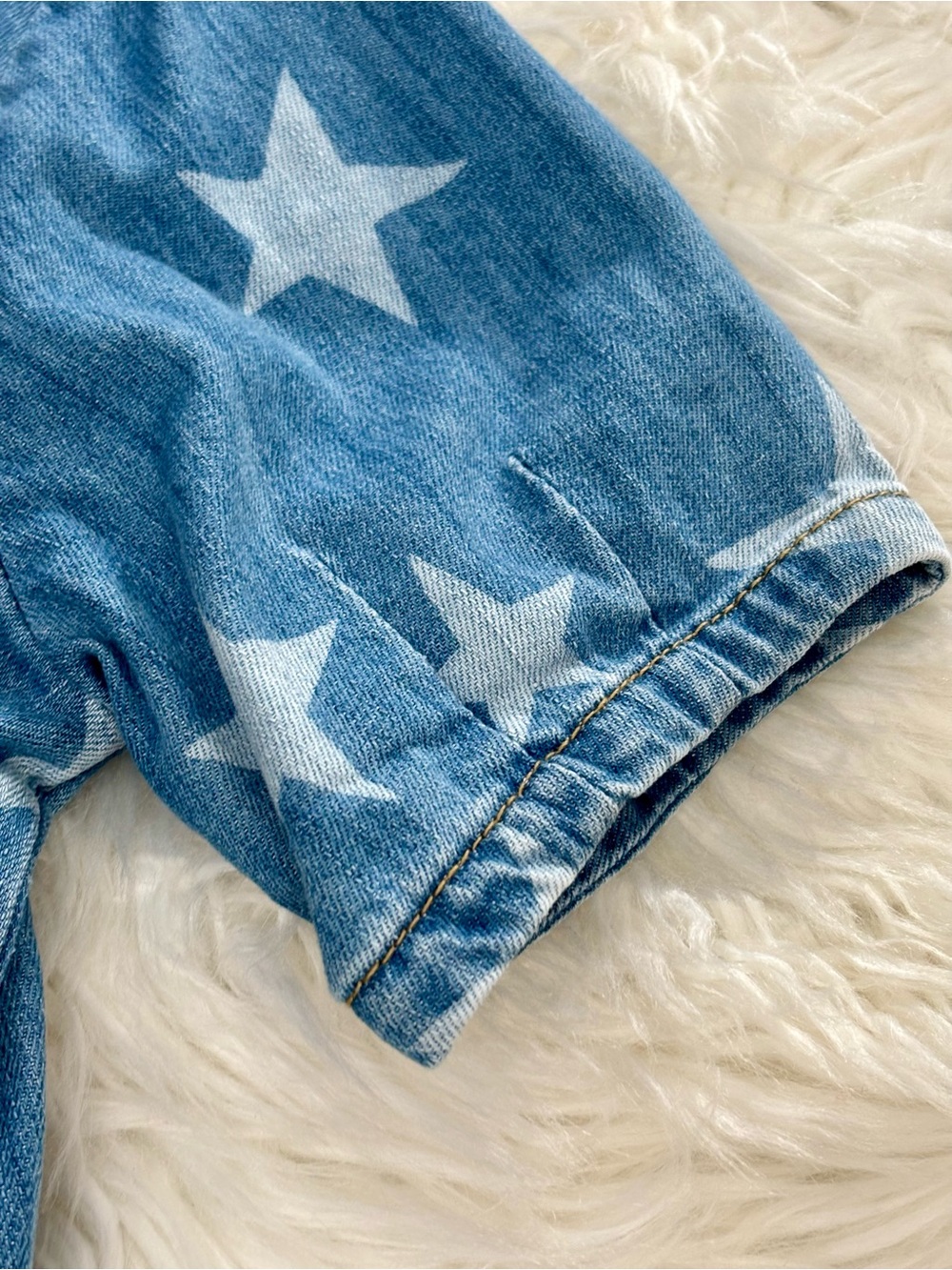Stella McCartney Kids Star Blue Denim Shirt Dress Little Girls Size 8 Pockets - Picture 4 of 11